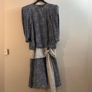 B.G.B. Plus blue with white abstract polka dots in a size 14W